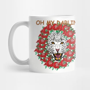 white leopard with rose pattern Mug